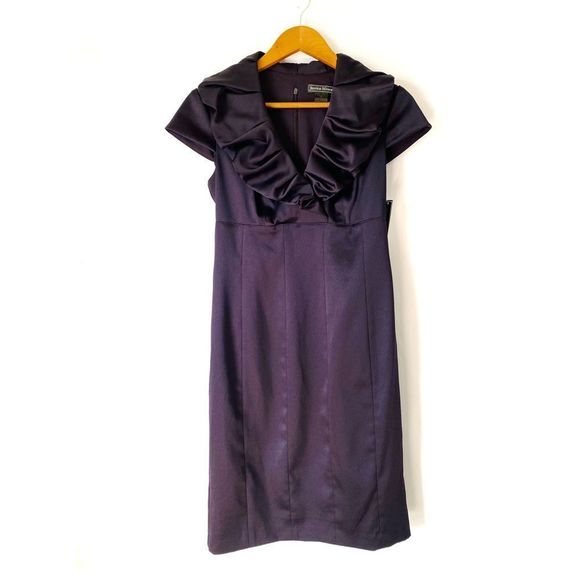 Jessica Howard Dresses & Skirts - NWT JESSICA HOWARD Purple Eggplant Ruffle Cap Sleeve Cocktail Evening Dress
